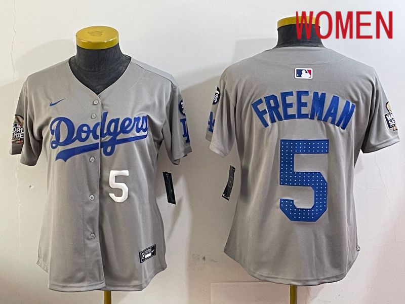 Women Los Angeles Dodgers #5 Freeman Grey Game 2024 Nike MLB Jersey style 12053